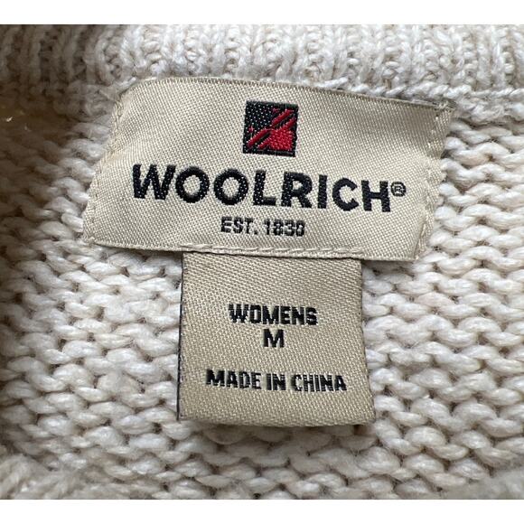 Woolrich Oatmeal Heather Bird Appliqué Pullover Knit Mock Neck Sweater Sz Medium - Picture 4 of 6